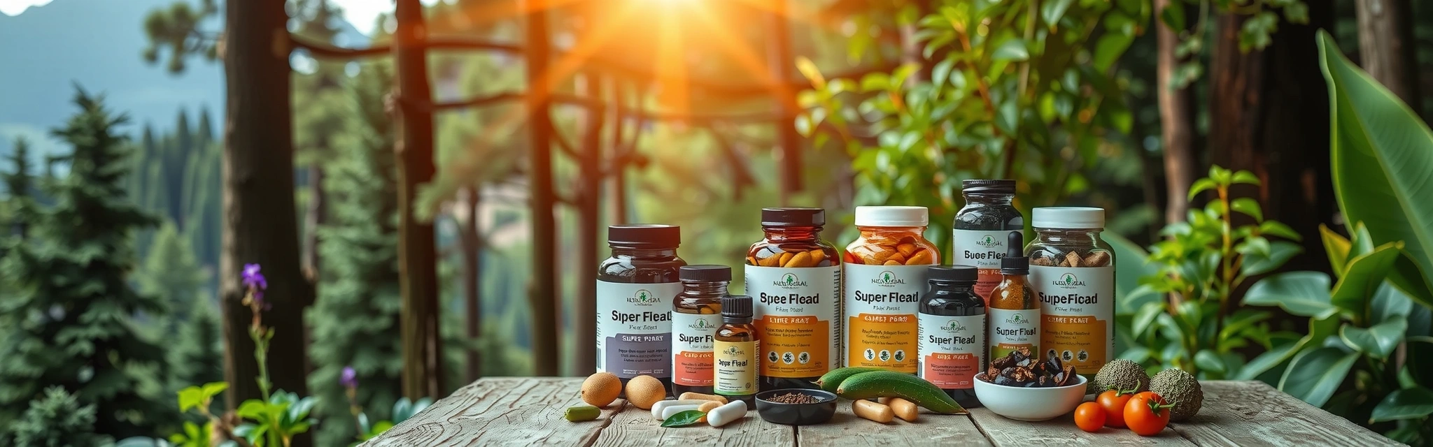 Dynamic background image of men's health supplements set against a vibrant, natural backdrop, symbolizing vitality and well-being.